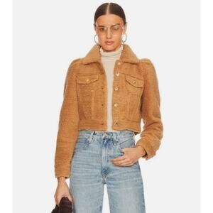 Retrofete Brie Teddy Jacket Womens Medium Brown Sherpa Faux Shearling Cropped